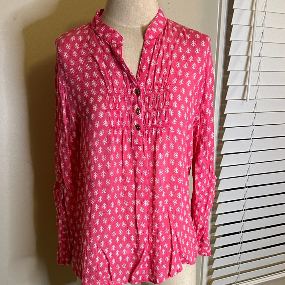 Liza Byrd Pink Button-Up Blouse